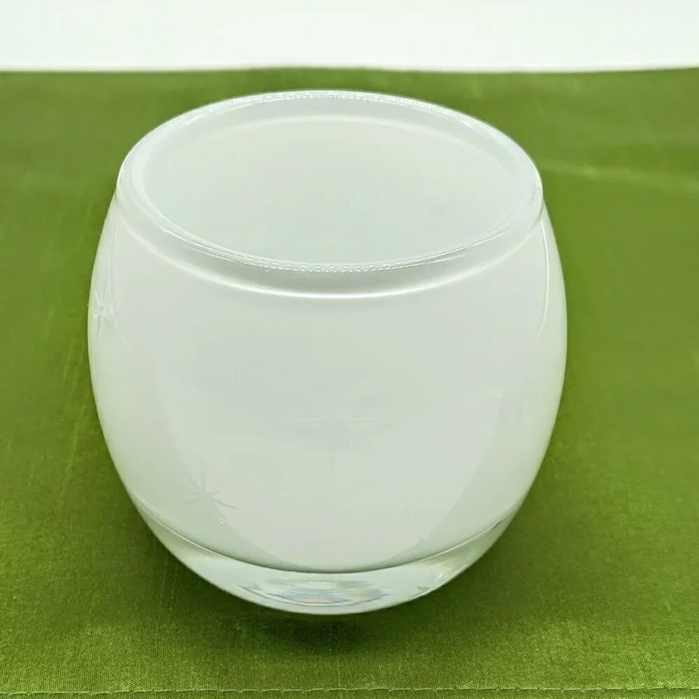 Crate & Barrel White Etched Starburst Glass Candle Holder